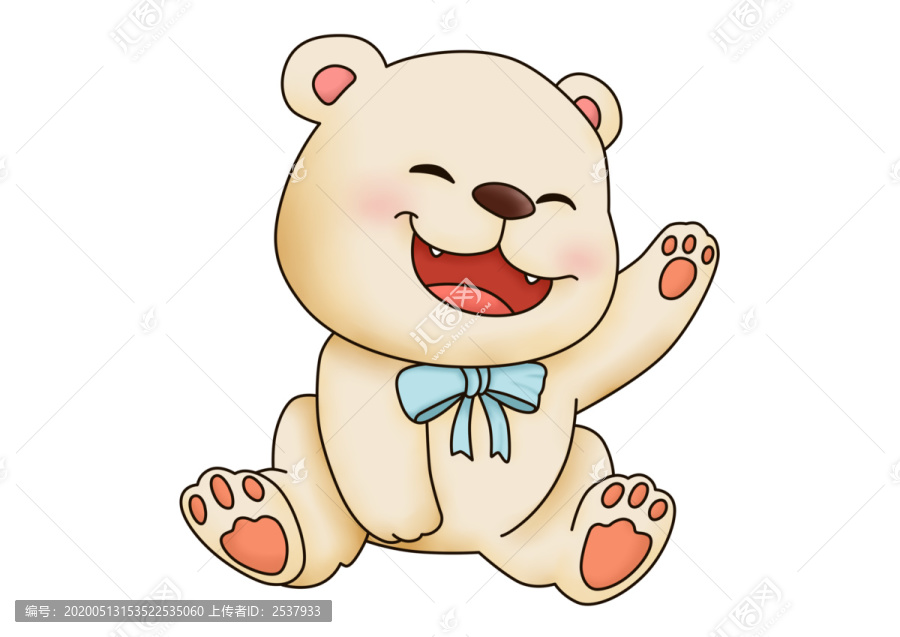 卡通风可爱浅色微笑的熊