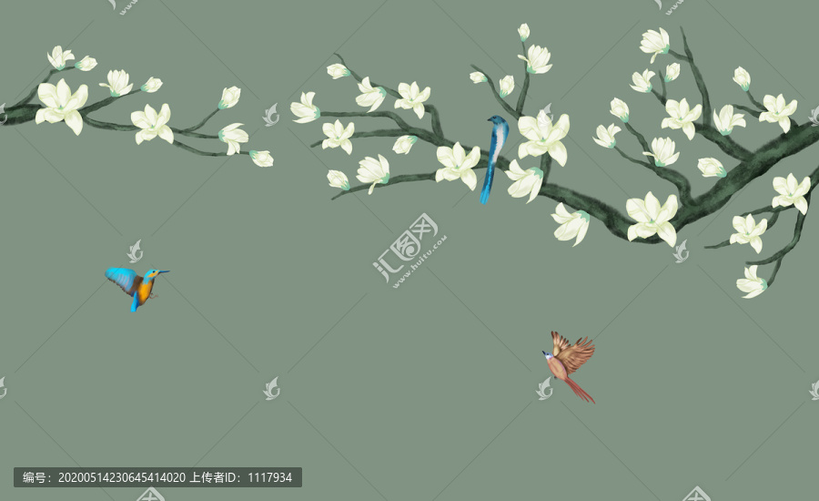 玉蘭花背景墻