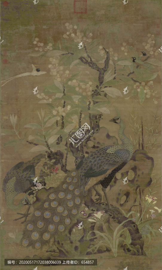 崔白枇杷孔雀圖