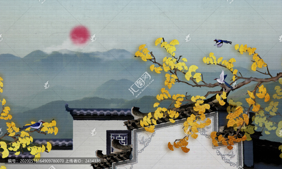 馬頭墻禪意山水畫(huà)