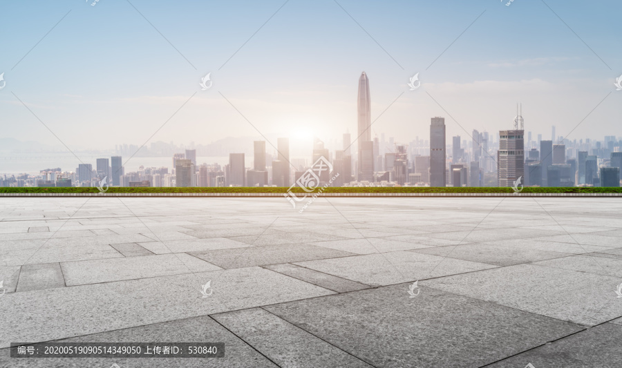 广场砖地面和建筑景观