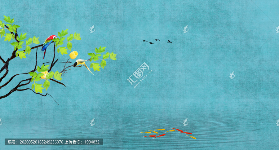原創(chuàng)花鳥背景墻