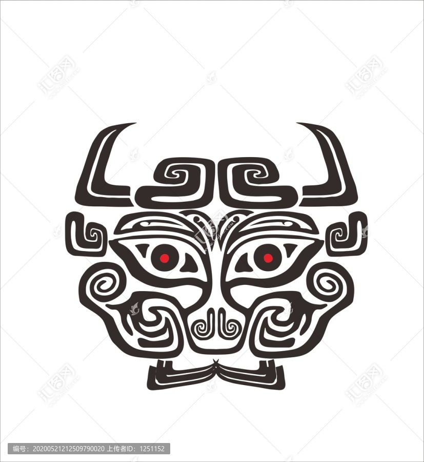 矢量仿古牛面獸紋