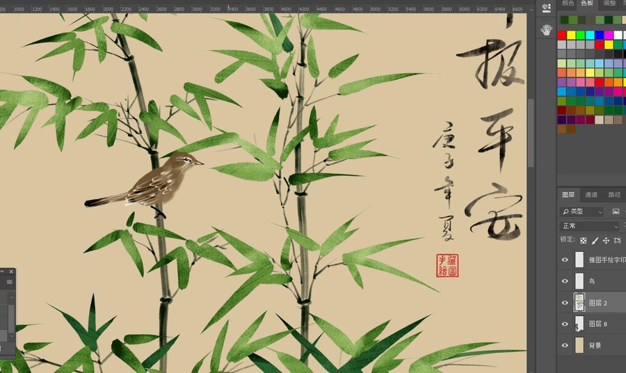 高清國(guó)畫墨竹客廳玄關(guān)裝飾畫