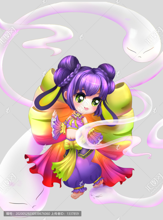 可愛的Q版萌妹子少女插畫