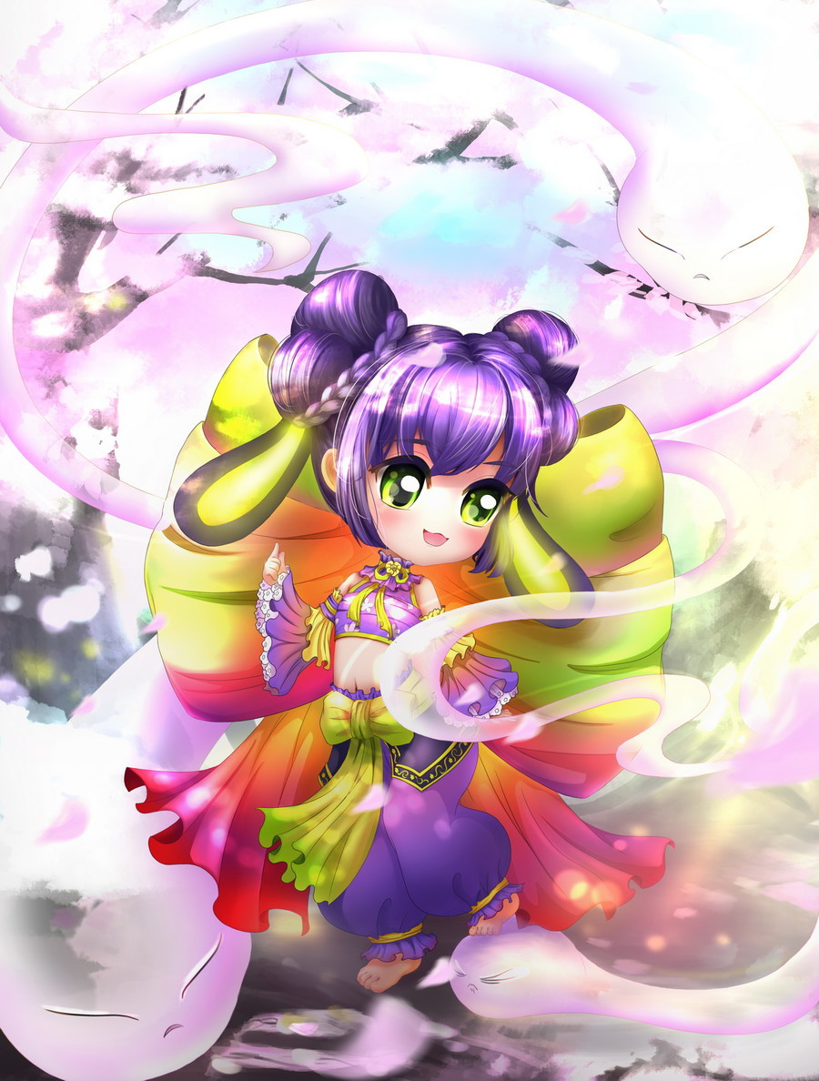 可愛的Q版萌妹子少女插畫