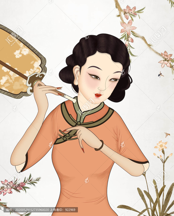 旗袍民國美女古風(fēng)美人桃花
