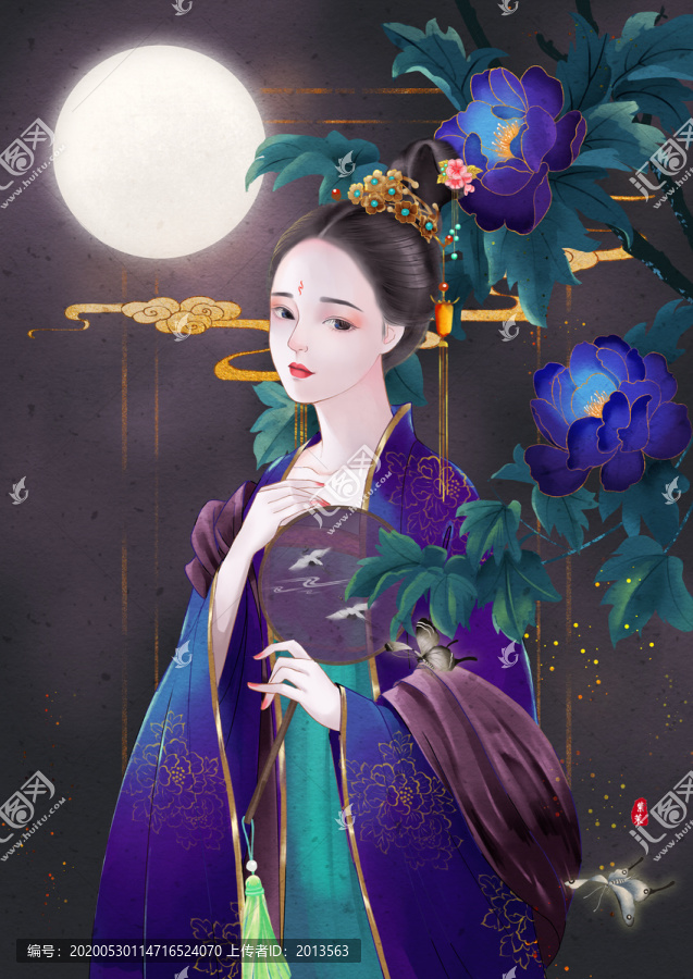 手拿團(tuán)扇的古風(fēng)美人