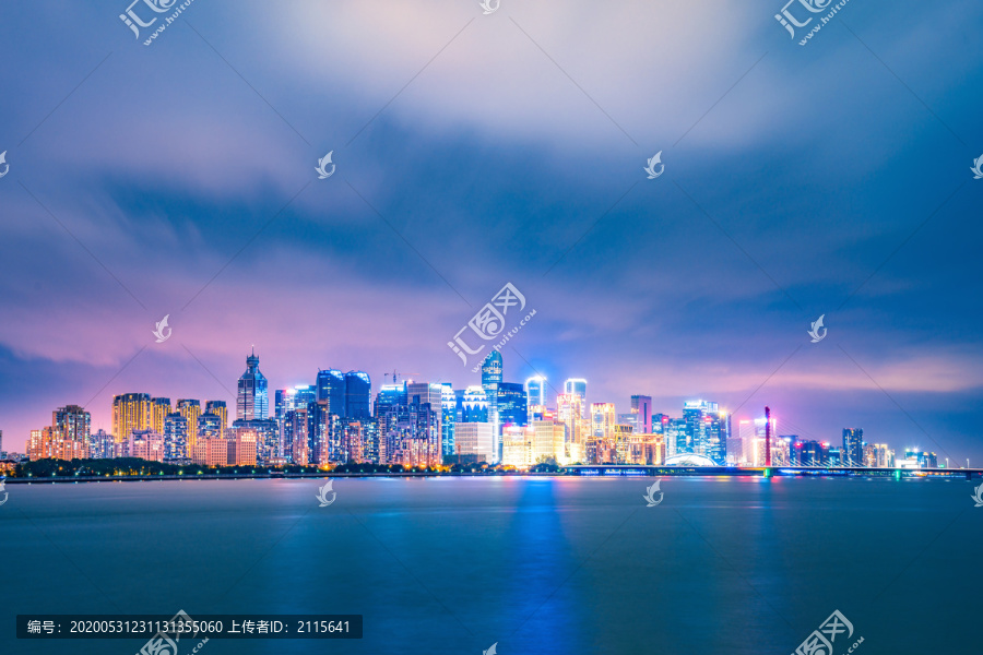 杭州钱塘江风光钱江新城夜景