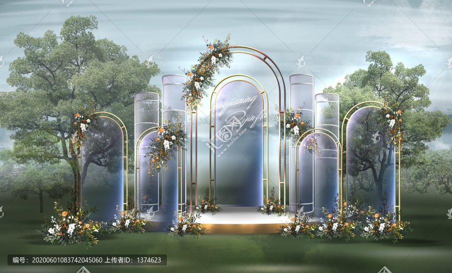 泰式淡紫色戶外婚禮背景