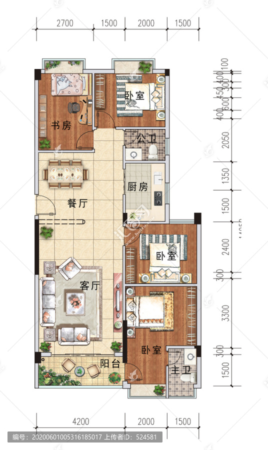 彩色戶型平面圖