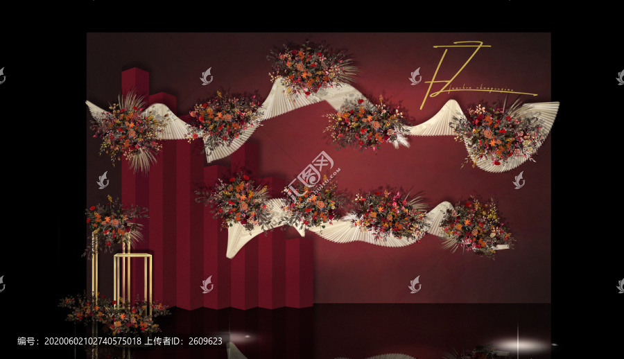 紅色簡約婚禮效果圖