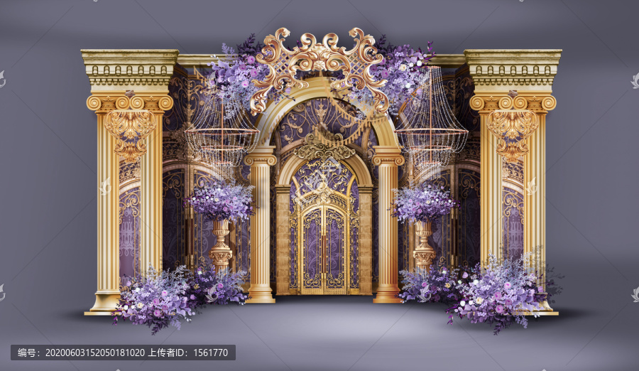 歐式紫金色婚禮迎賓