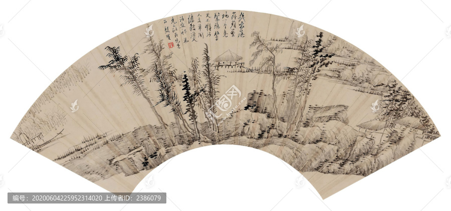 龔賢疏林茅屋圖