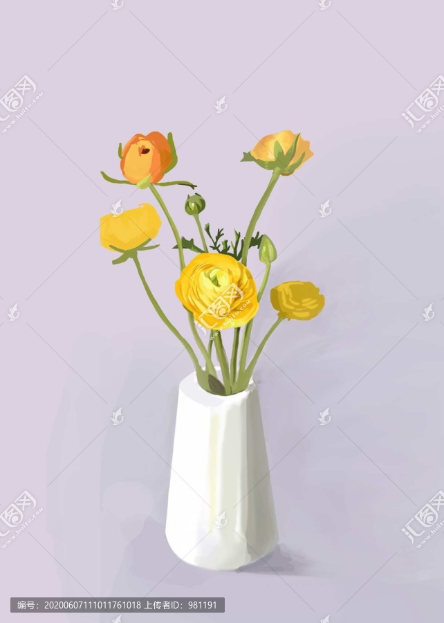 原創(chuàng)手繪洋牡丹花卉插畫(huà)