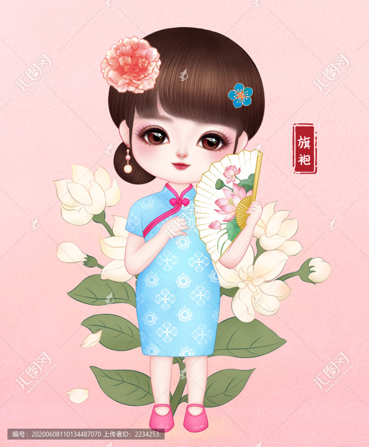 Q版旗袍卡通女孩