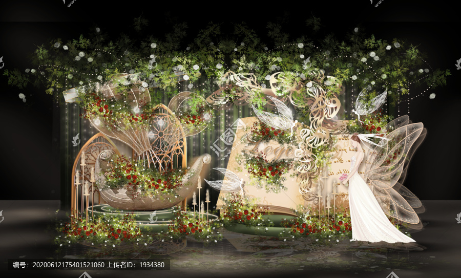 森系婚禮紅色花藝去掉可成白綠
