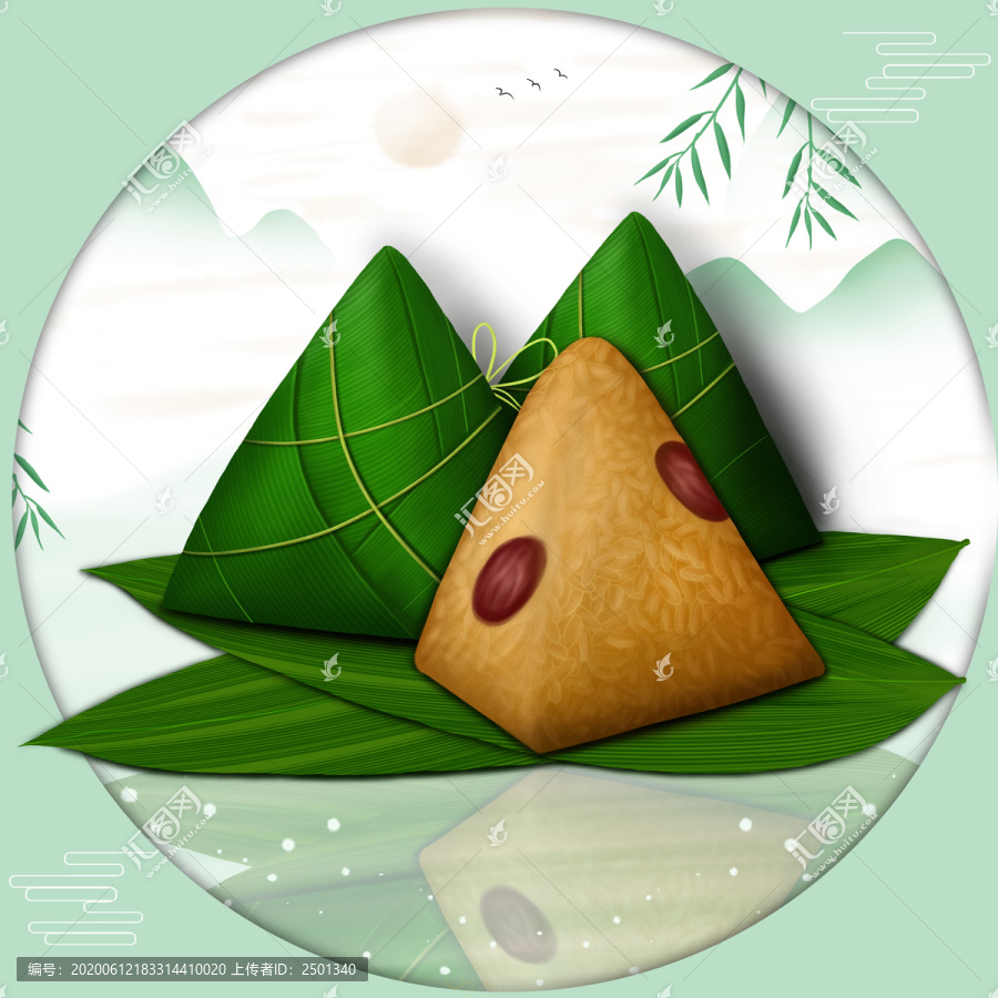 原創(chuàng)手繪小清新端午節(jié)粽子插畫