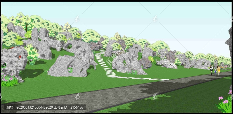 奇石园效果图和效果图模型