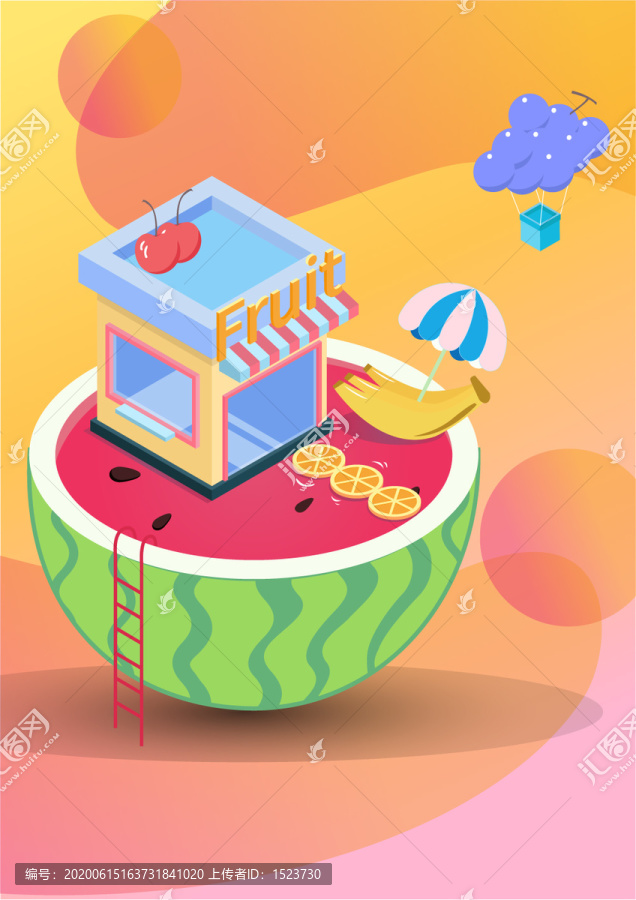 西瓜夏天度假愜意涼爽