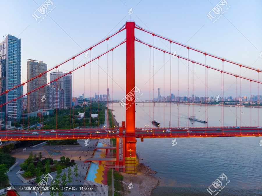 湖北武汉城市航拍傍晚和夜景风光