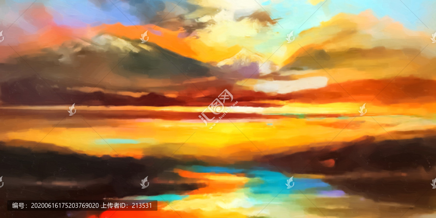 晚霞自然風景油畫