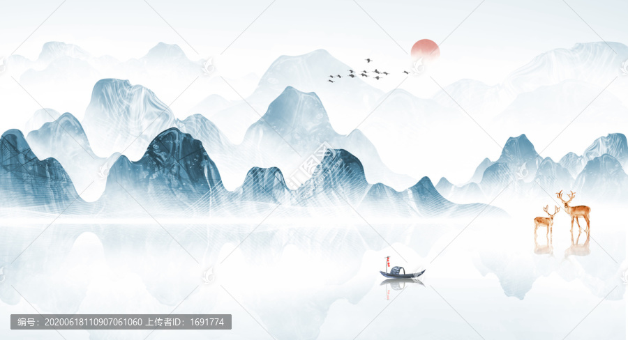 藍(lán)色山水畫