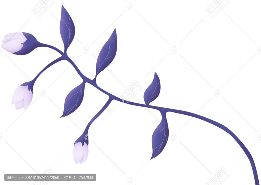 清新質(zhì)感藍(lán)紫色漸變小白花