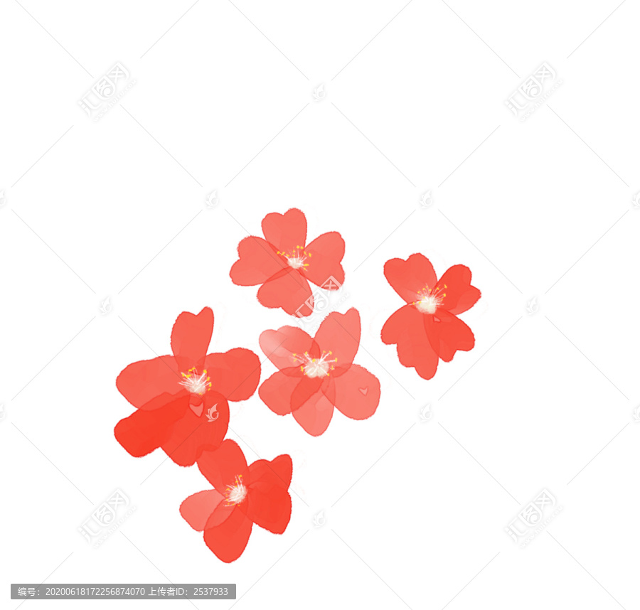 小清新水彩風(fēng)橙色花簇