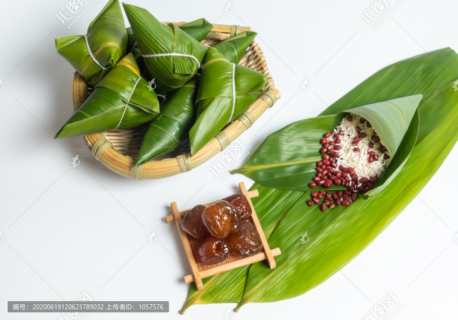 端午节包粽子食材白底高清配图