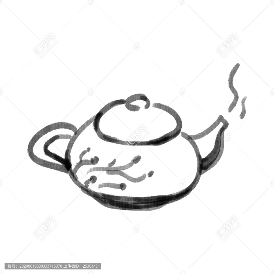水墨茶具素材