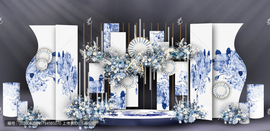 藍色青花瓷婚禮效果圖
