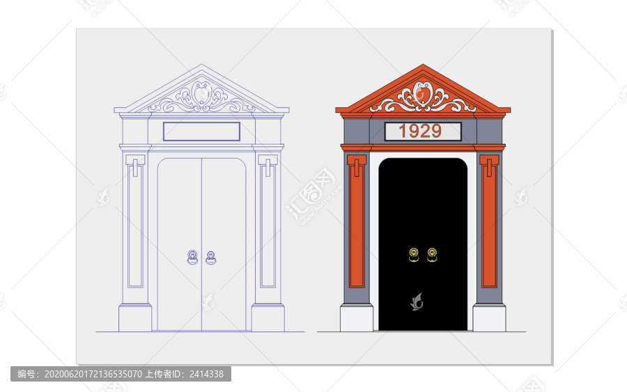老上海建筑矢量線稿