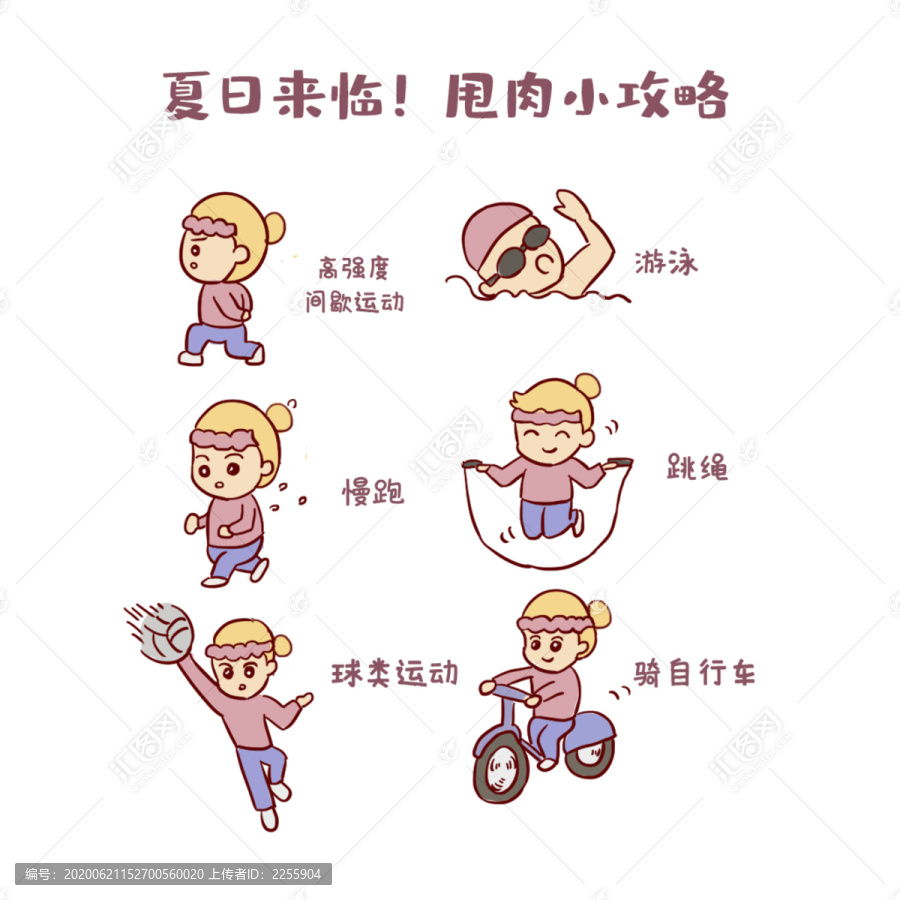 夏日甩肉攻略手繪卡通元素