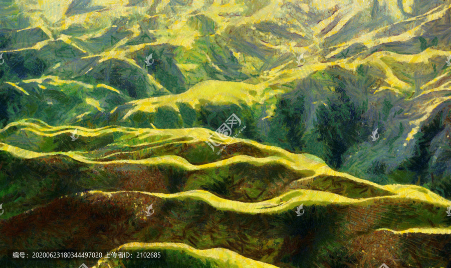绿色山脉油画