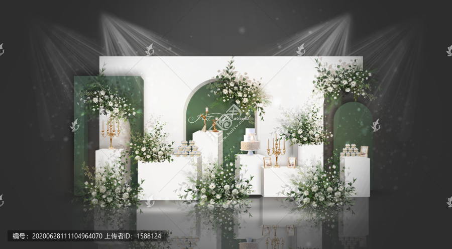 白綠色婚禮甜品區(qū)設(shè)計(jì)