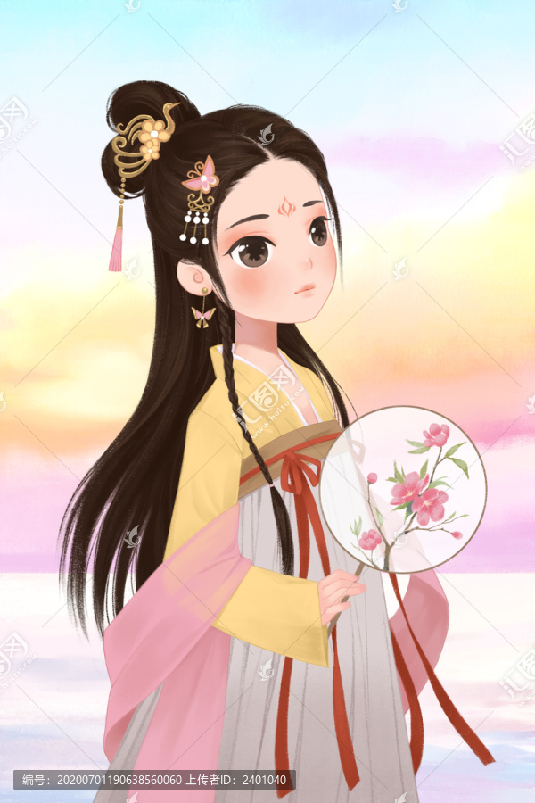 水墨風(fēng)油畫(huà)棒唯美古風(fēng)漢服仕女