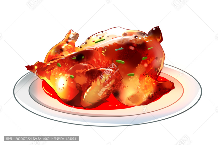 手繪烤雞雞肉美食漫畫