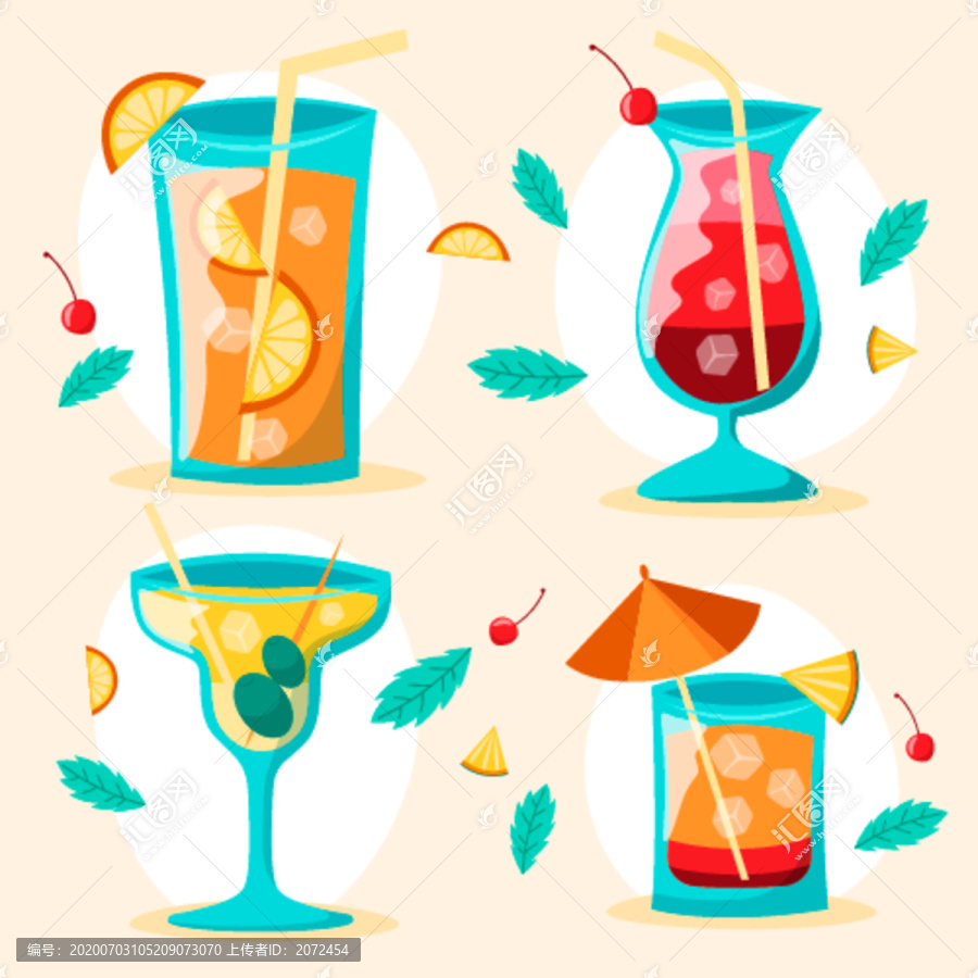 美食果汁飲料矢量手繪插畫