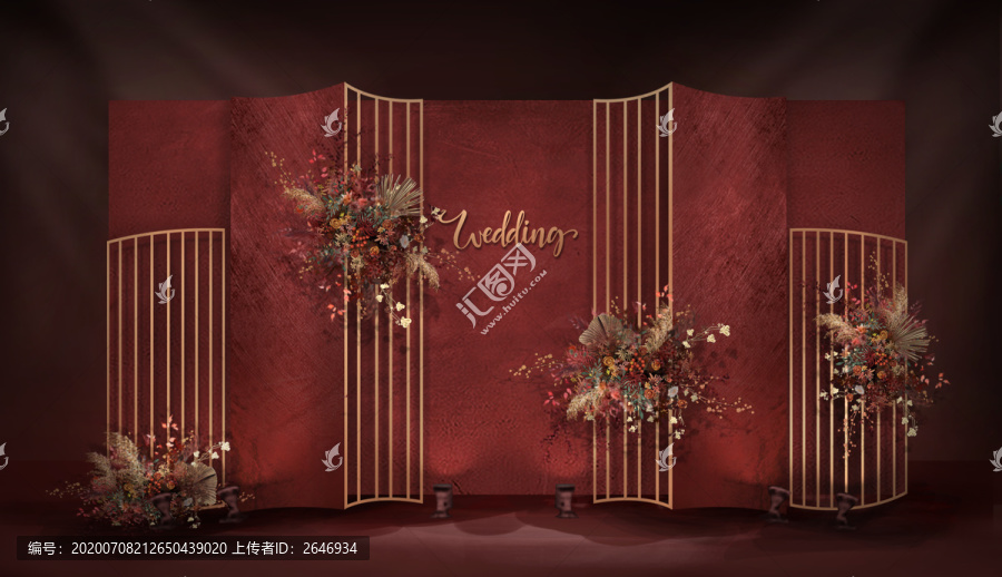 泰式酒紅色婚禮迎賓區(qū)