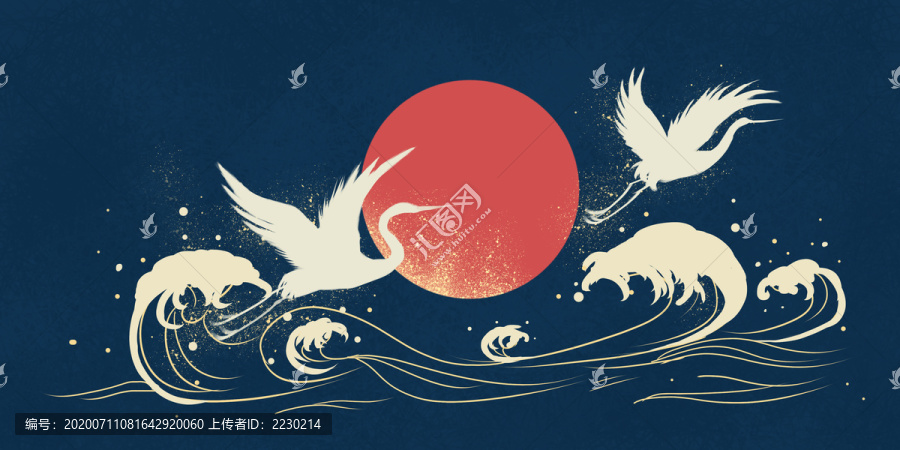 中秋節(jié)中國(guó)風(fēng)祥云飛鶴圖中秋海報(bào)