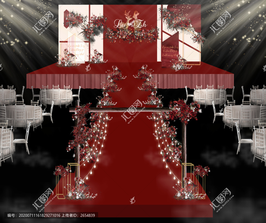 紅色婚禮舞臺區(qū)