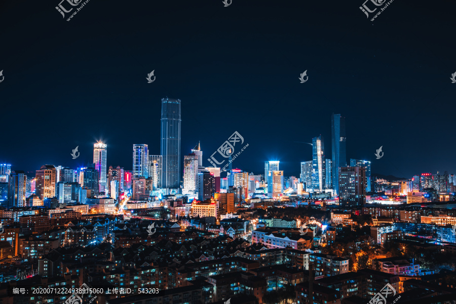 大连都市高楼夜景亮化