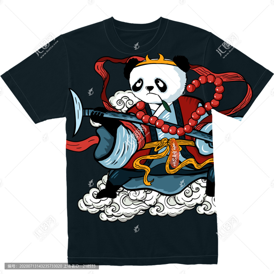 国潮熊猫T恤插画图案设计