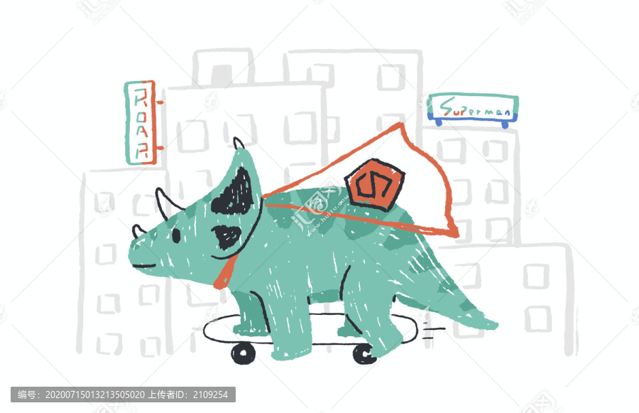 卡通圖案三角恐龍動(dòng)物
