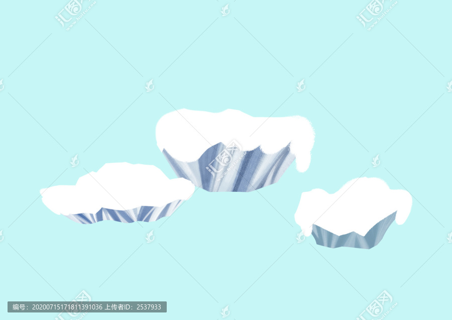 原創(chuàng)手繪卡通南極冰川冰塊插畫(huà)