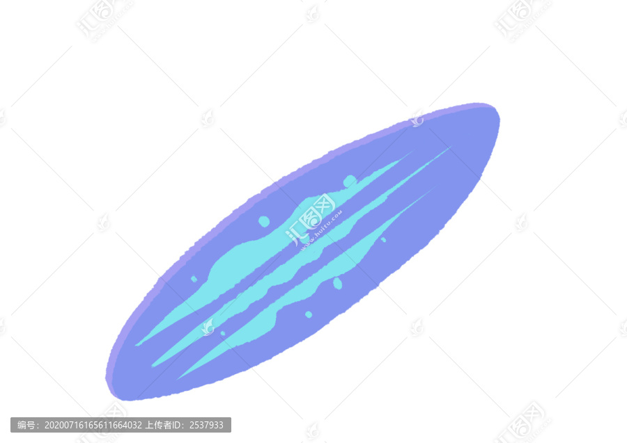 原創(chuàng)手繪插畫夏天卡通海邊沖浪板