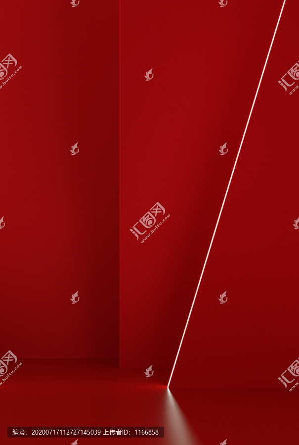 紅色場景模板C4D海報(bào)背景
