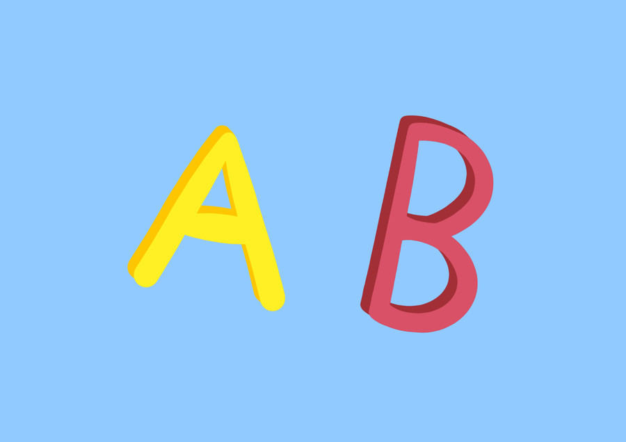 原創(chuàng)手繪插畫卡通AB兩個字母