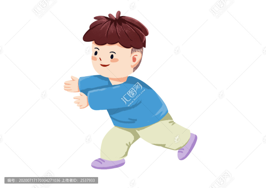 原創(chuàng)手繪人物可愛男孩卡通奔跑